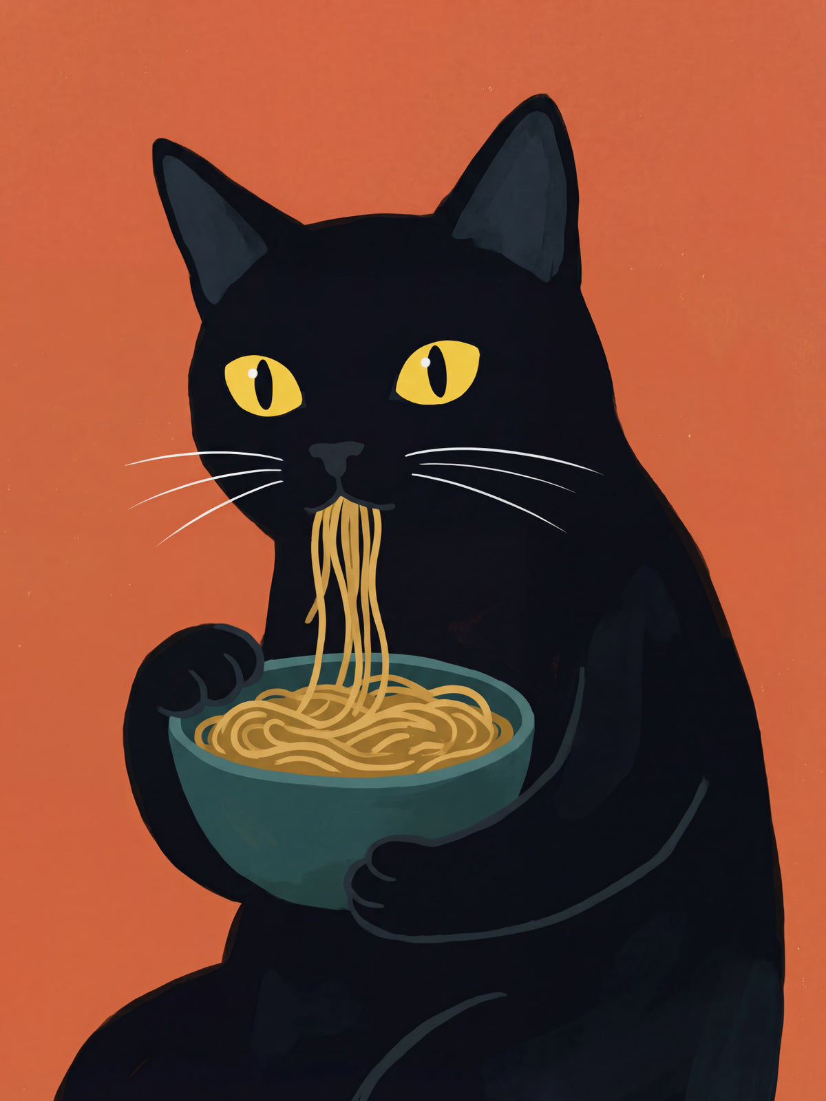 Funny Cat Eating Ramen | Poster