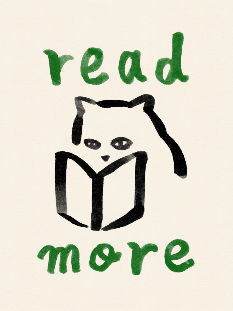 Cozy Reading Cat | Poster