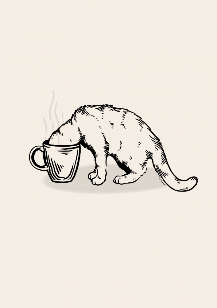 Cozy Coffee Cat | Poster