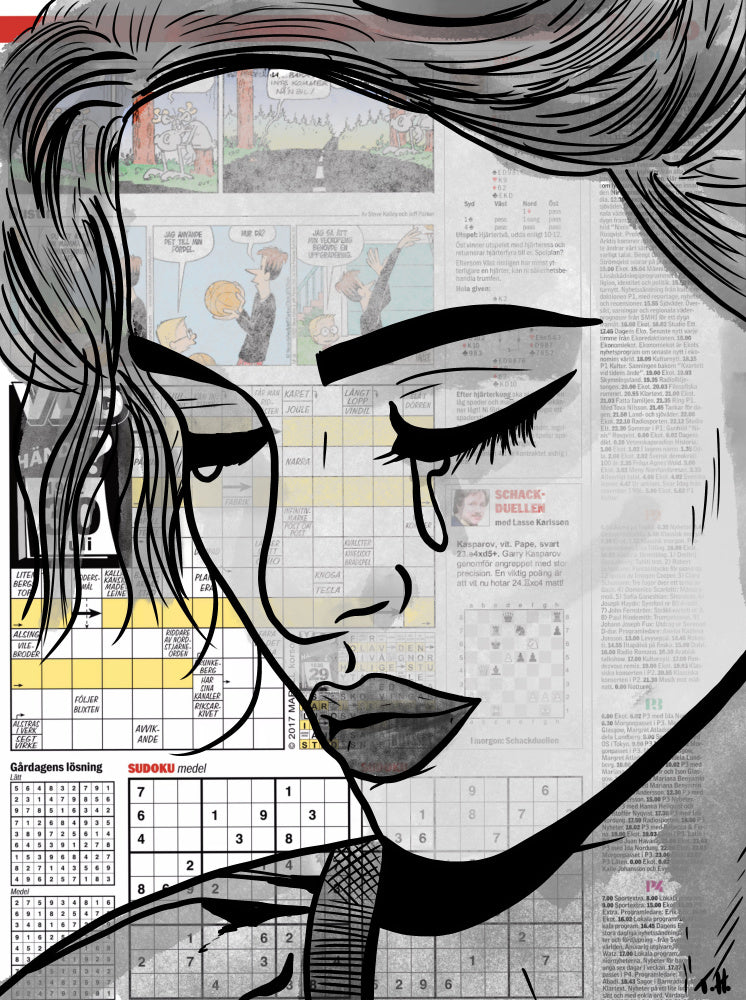 Melancholy Newspaper Woman | Canvas