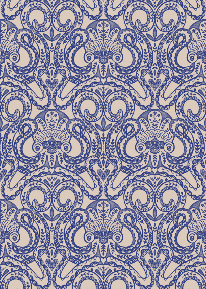 Ornate Blue Damask | Canvas