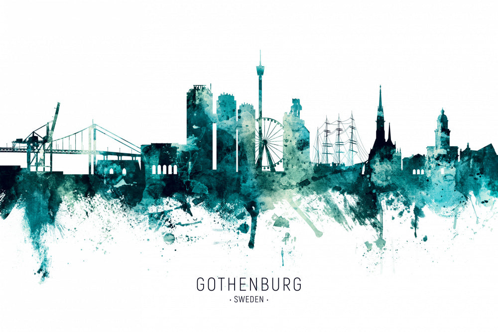 Gothenburg Watercolor Skyline | Canvas