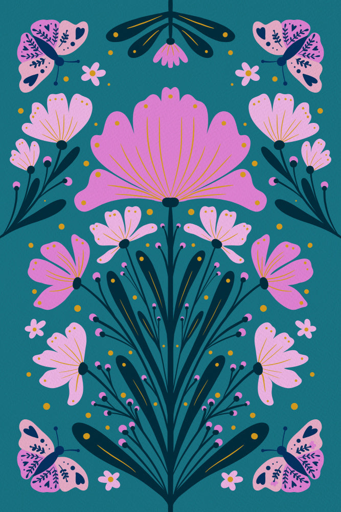 Vibrant Folk Flowers | Canvas