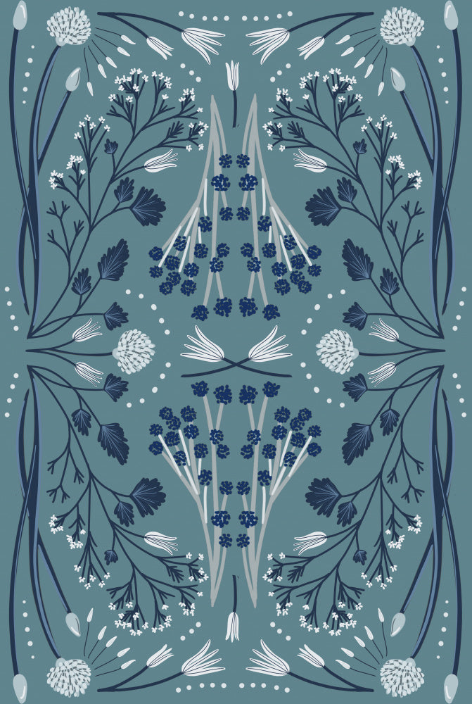 Folk Mirrored - Blue and Green | Canvas
