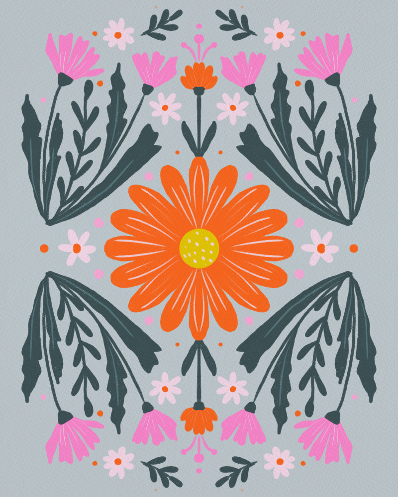 Vibrant Folk Flowers | Canvas