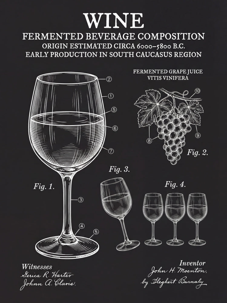 Vintage Wine Patent Drawing | Canvas
