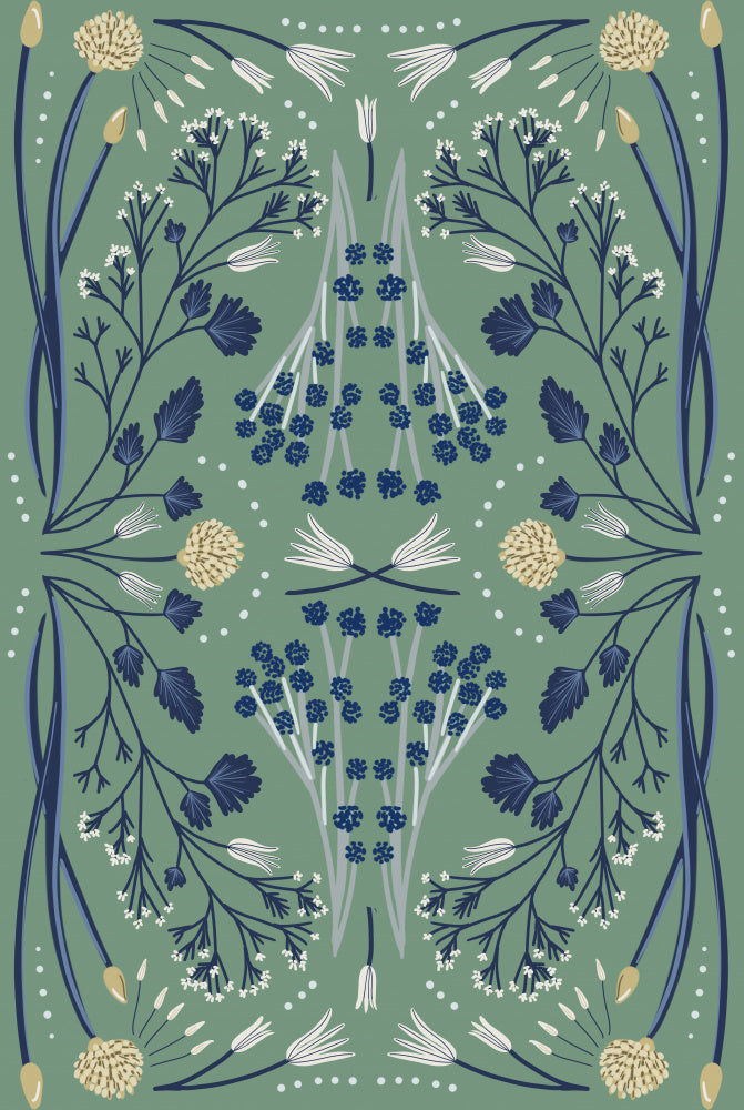 Folk Mirrored - Blue and Green | Canvas
