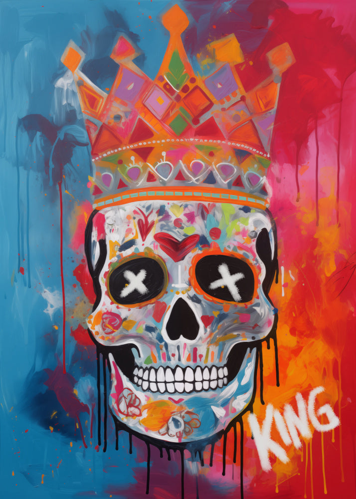 Colorful King Skull | Canvas