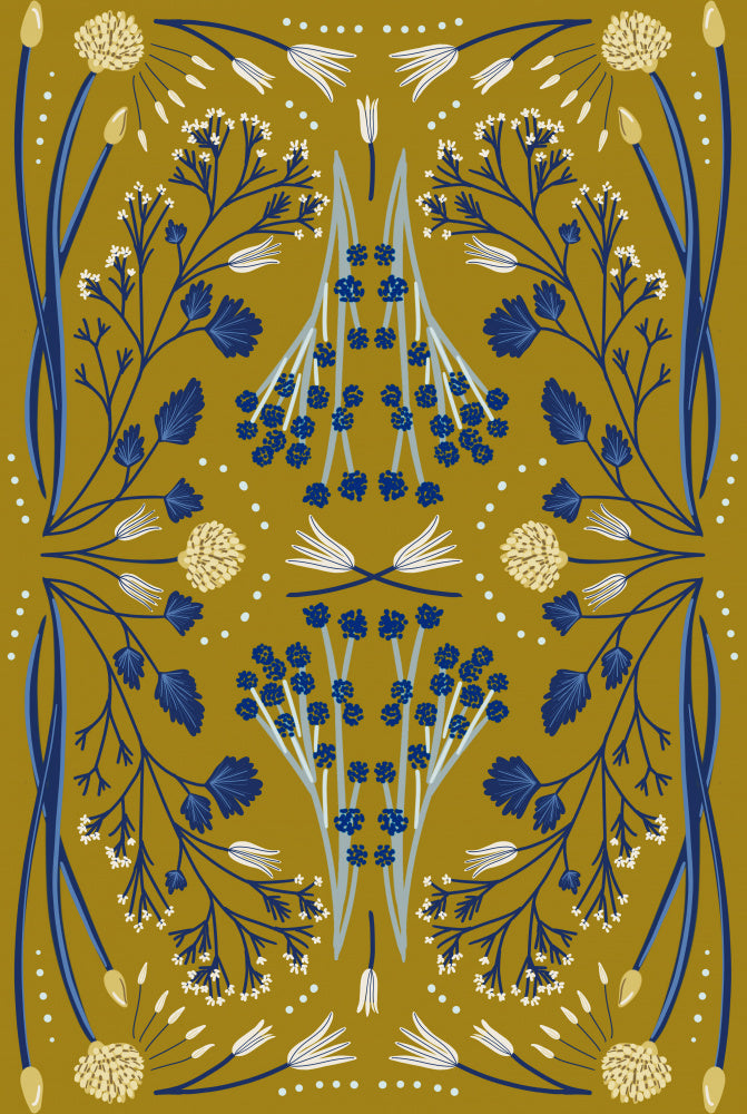 Folk Mirrored - Blue and Olive | Poster