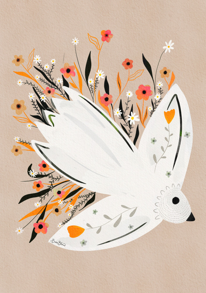 Peaceful Floral Dove | Poster