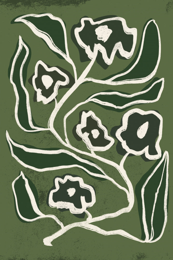 Modern Green Flowers | Canvas