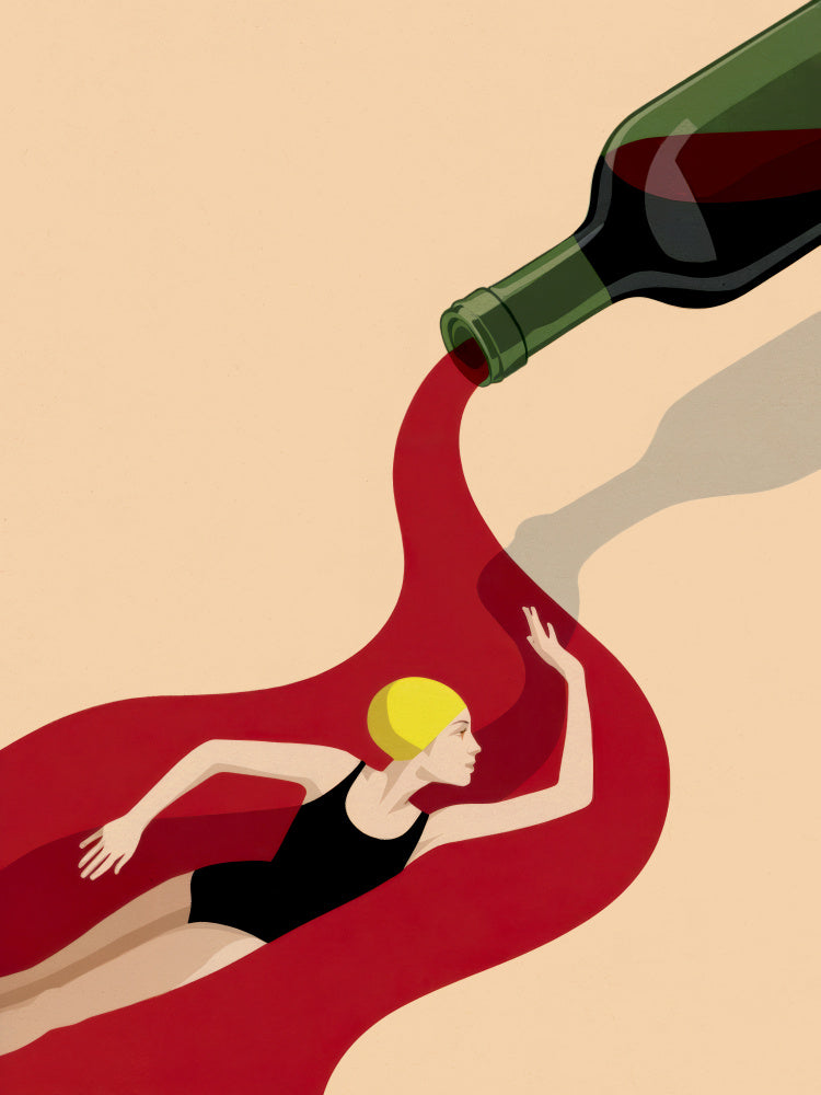 Red Wine Swimmer | Canvas