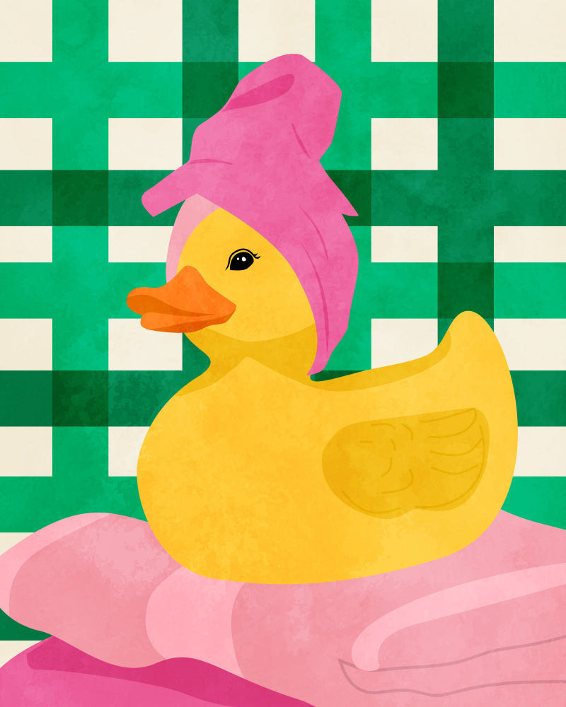 Pink Towel Rubber Duck | Poster