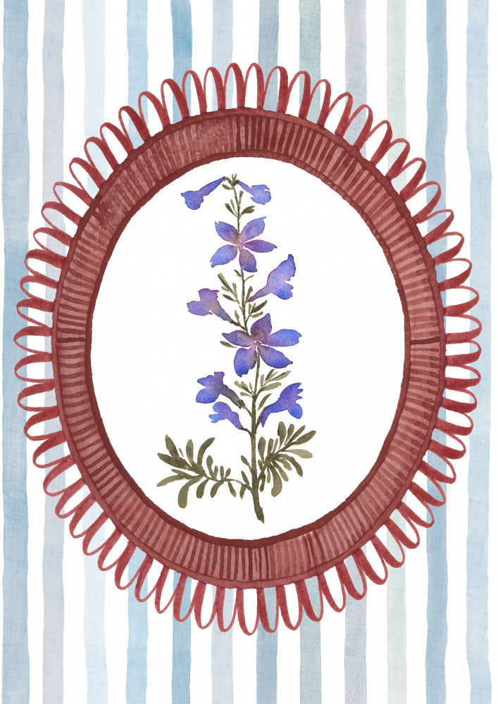 Green Stripes Purple Flower | Canvas