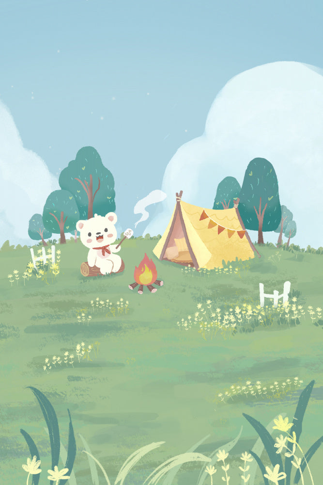 Bear Campfire Roasting Marshmallow | Canvas