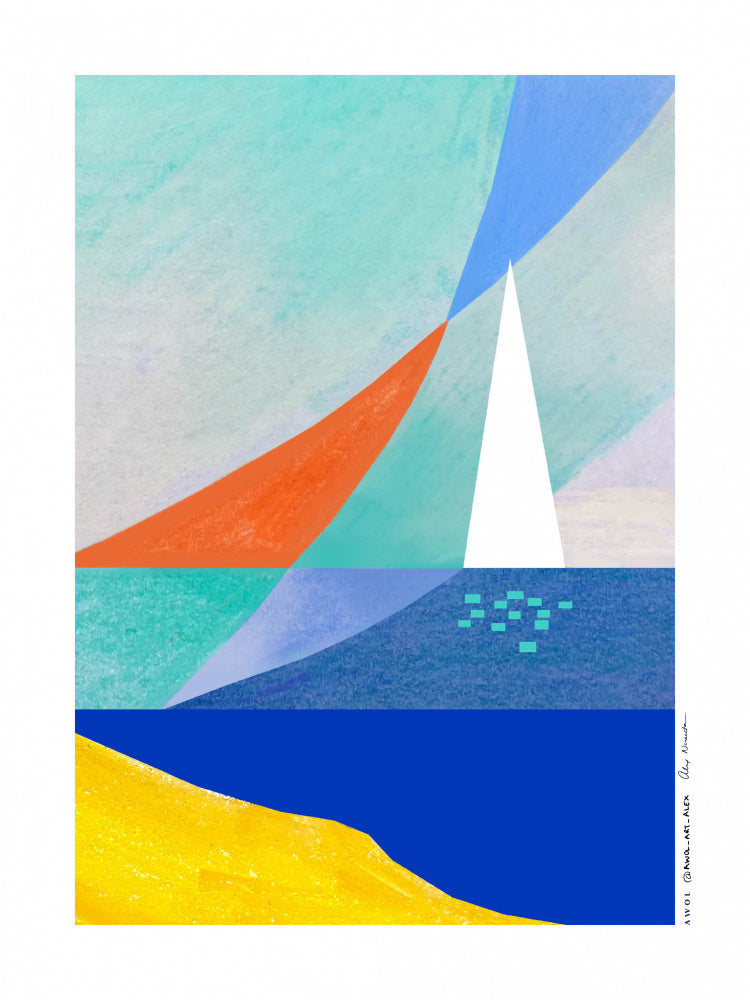 Geometric Ocean Sailboat | Poster