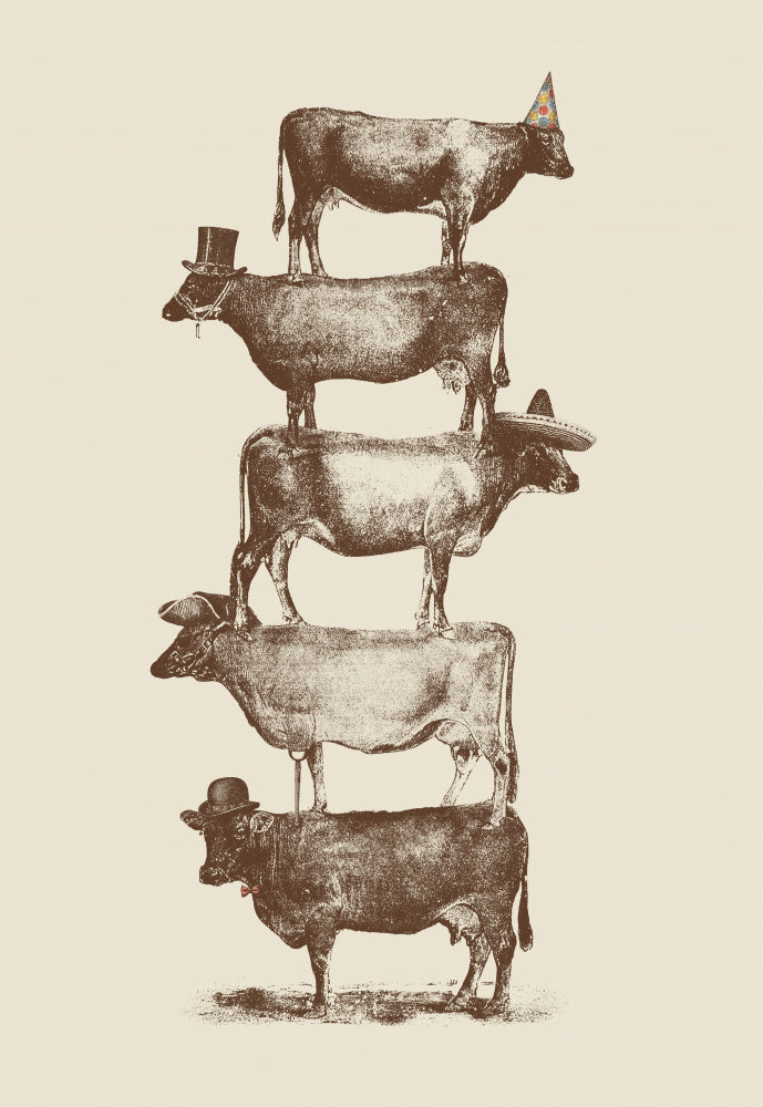 Whimsical Cow Stack | Poster