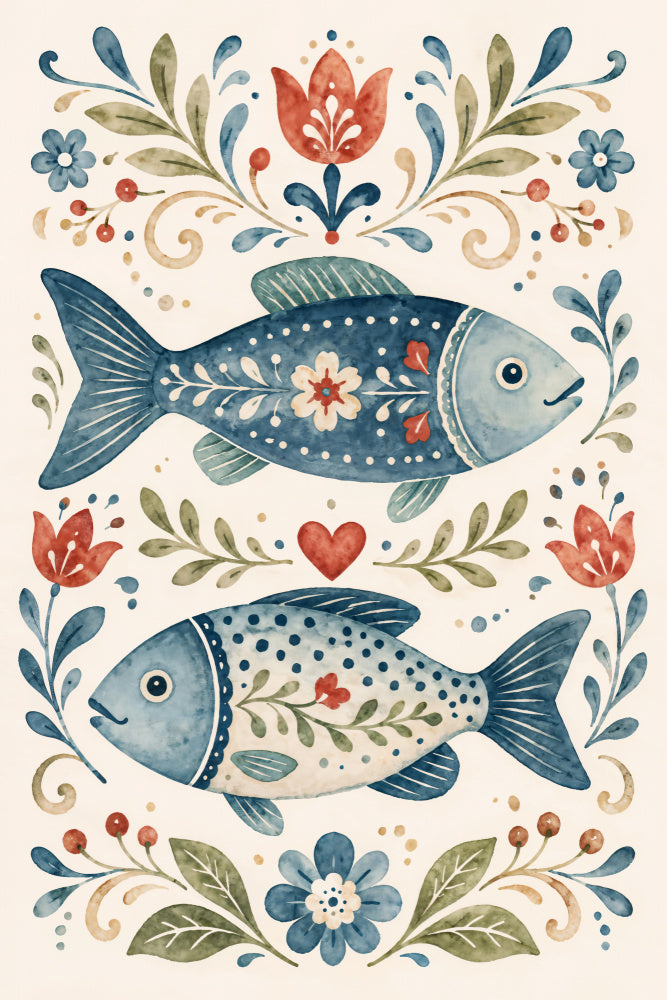 Whimsical Floral Fish | Canvas