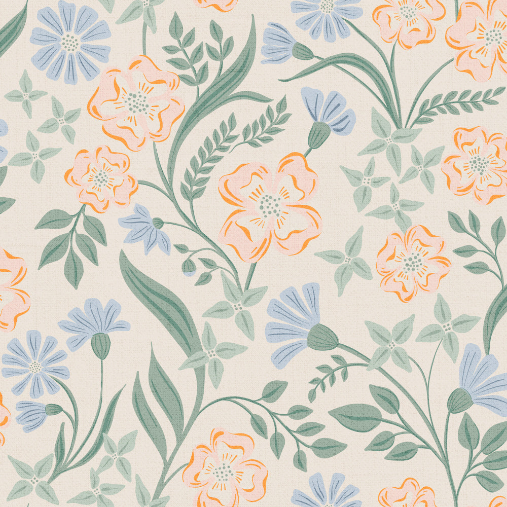 Peach Blue Blooms | Canvas