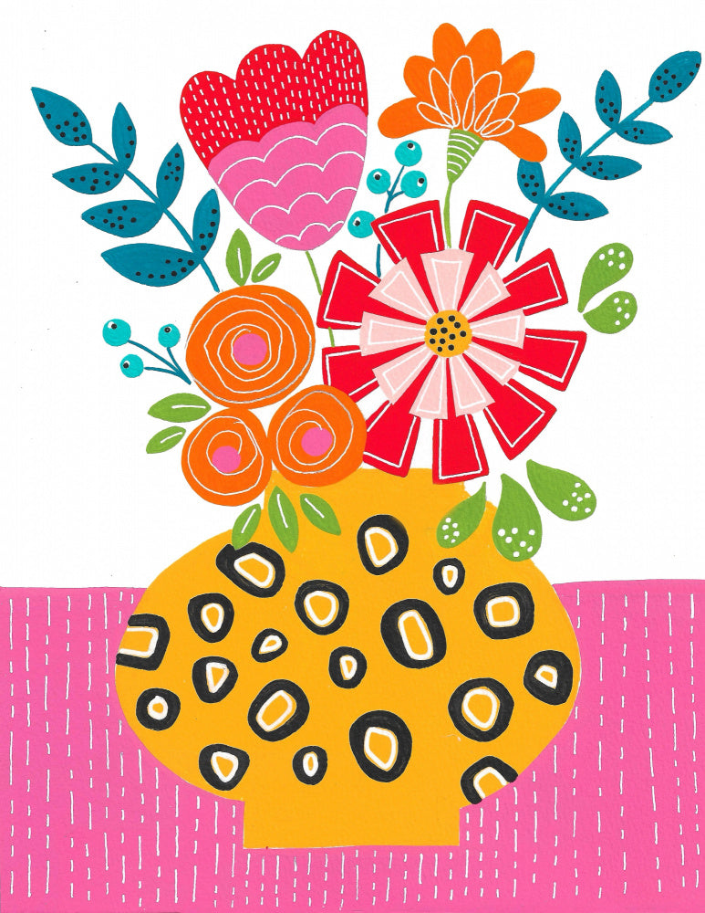 Colorful Folk Flower Vase | Canvas