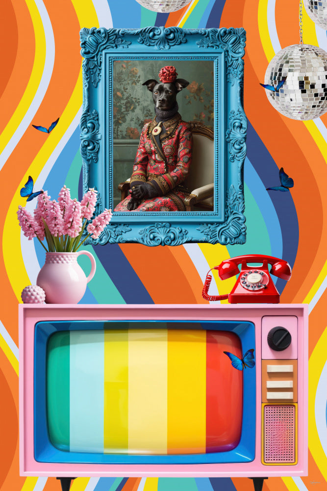 Vibrant Retro Dog Portrait | Poster
