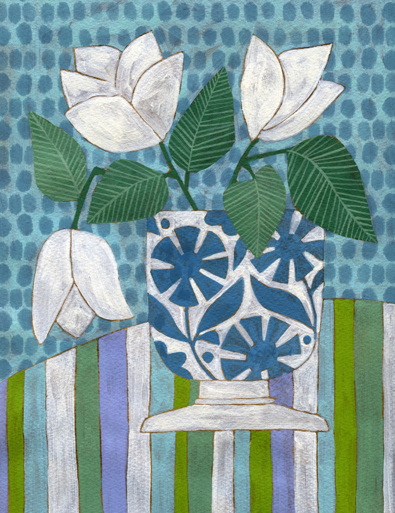 Fresh Blooms Blue Vase | Poster