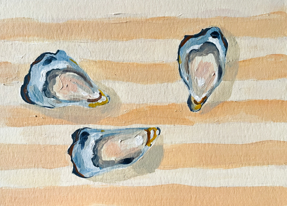 Coastal Oysters on Stripes | Poster