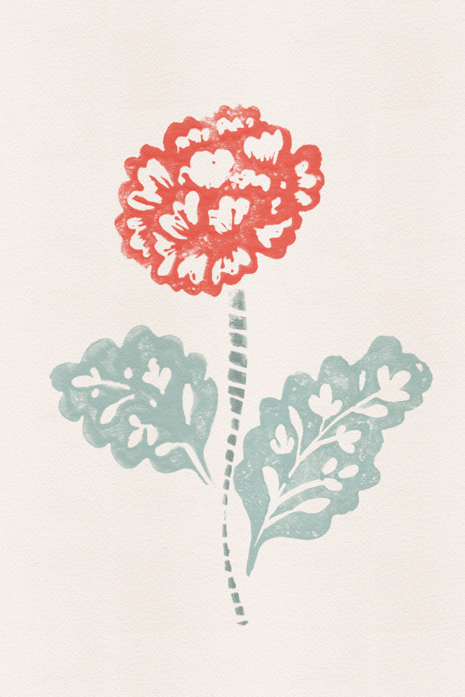Red Floral Block Print | Canvas