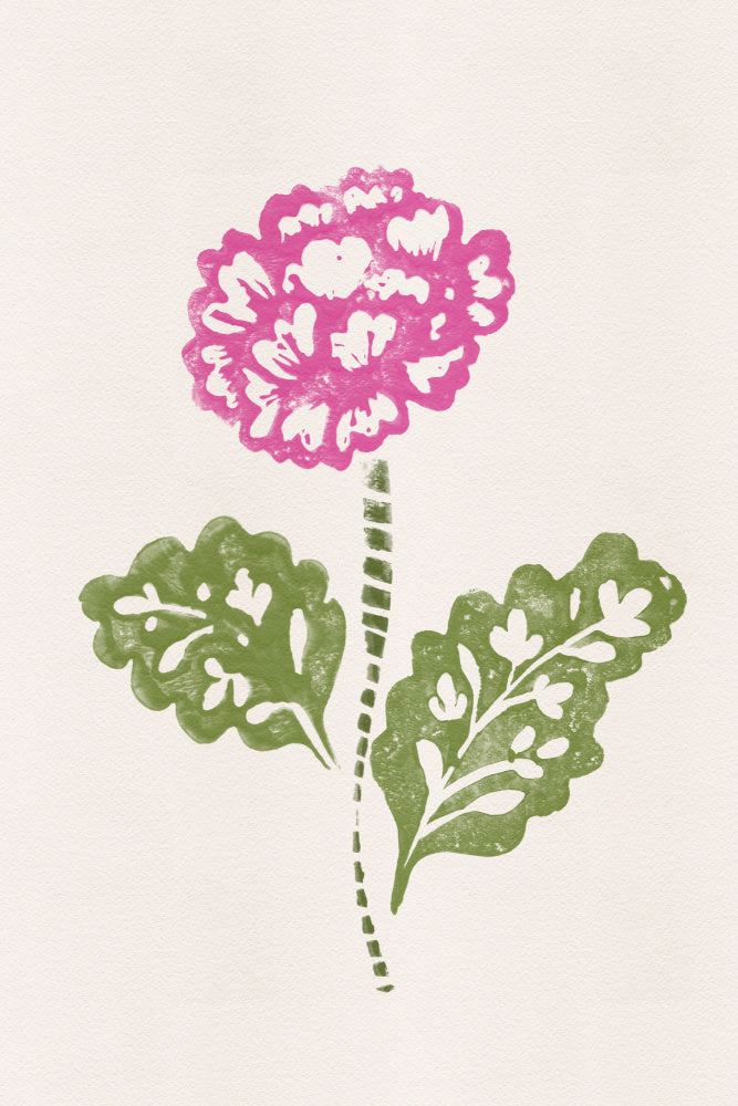Pink Block Print Flower | Canvas