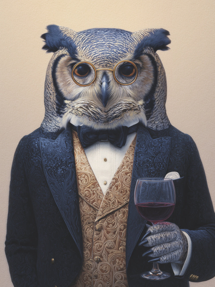 Sophisticated Owl Gentleman | Canvas
