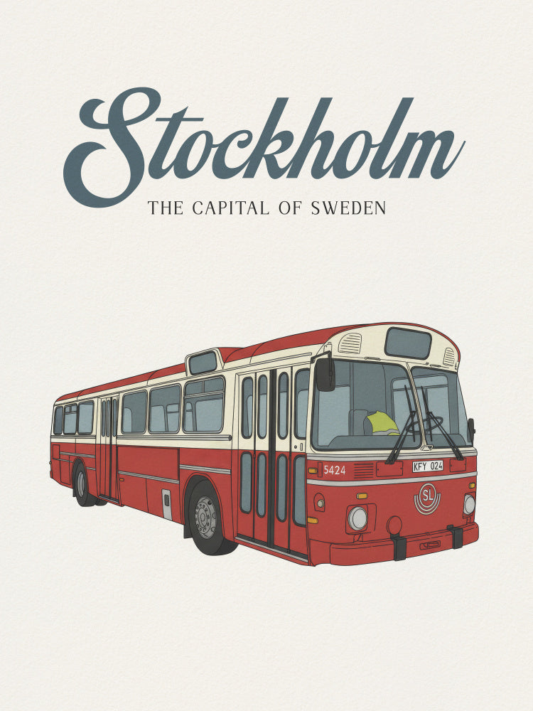 Classic Red Stockholm Bus | Canvas