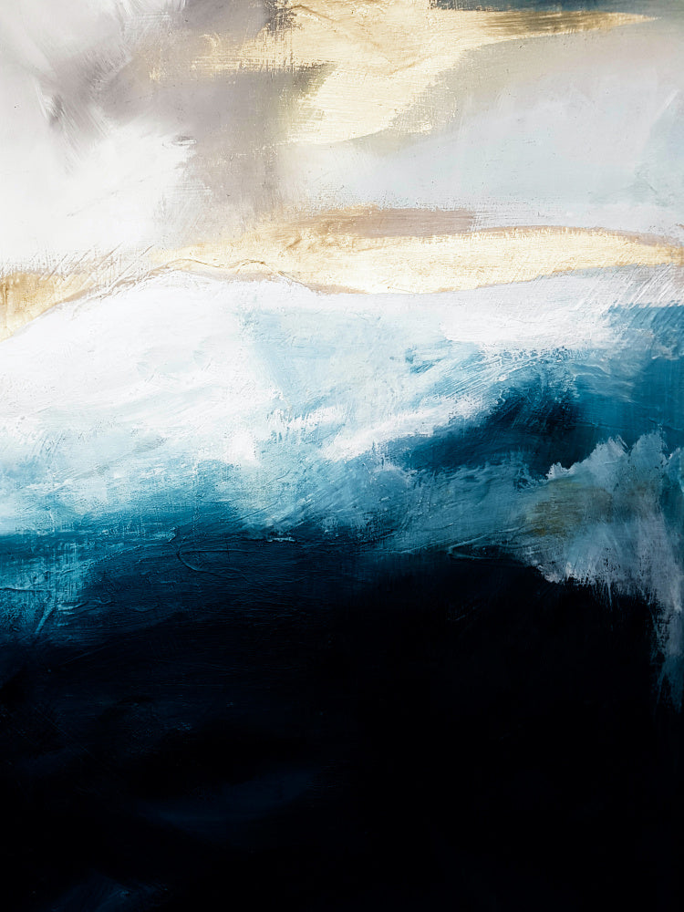 Deep Blue Gold Waves | Canvas