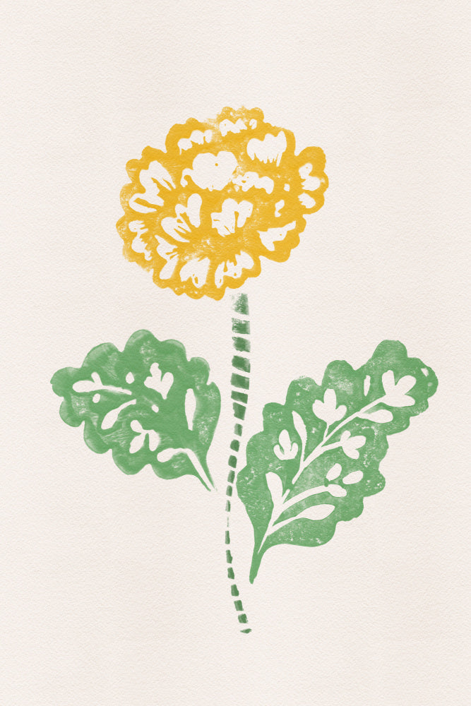 Yellow Folk Flower | Canvas