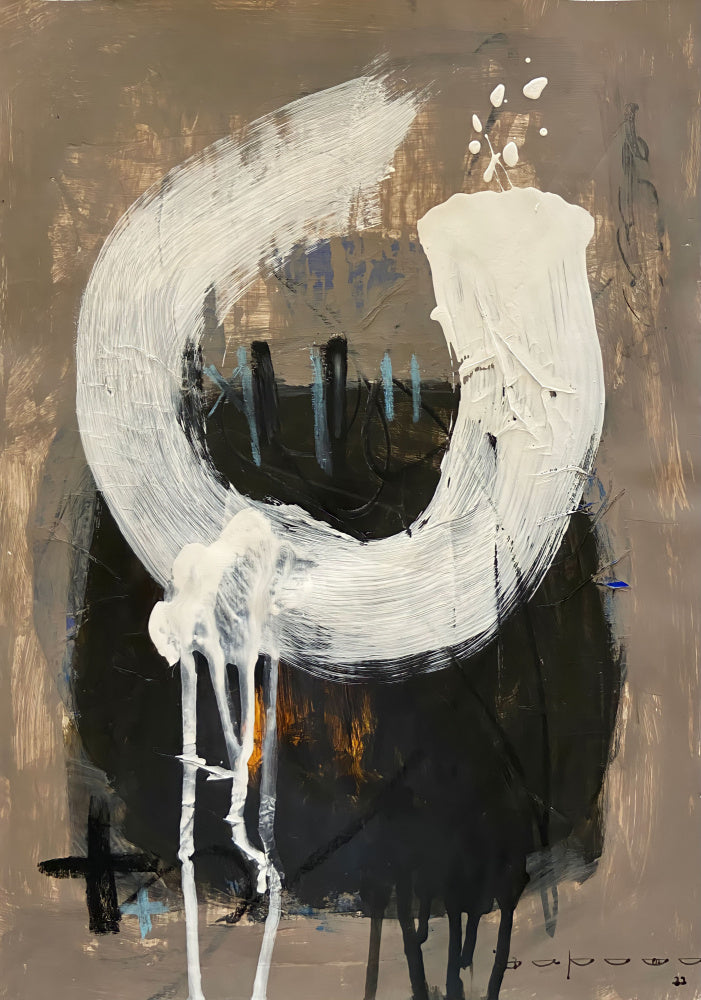 Expressive White Strokes | Poster