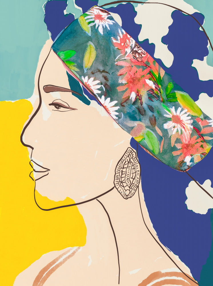 Woman in Floral Scarf | Canvas