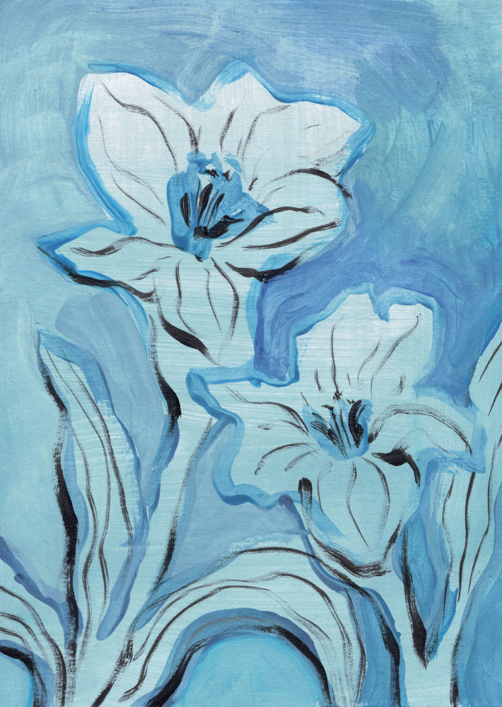 Abstract Blue Blooms | Canvas