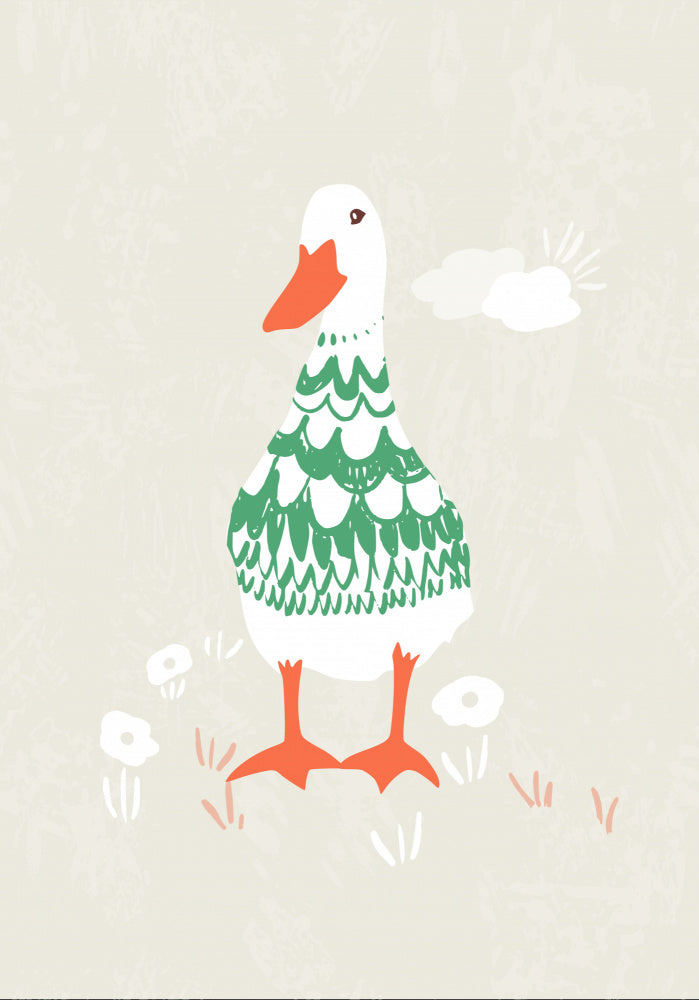 Whimsical Green Duck | Poster