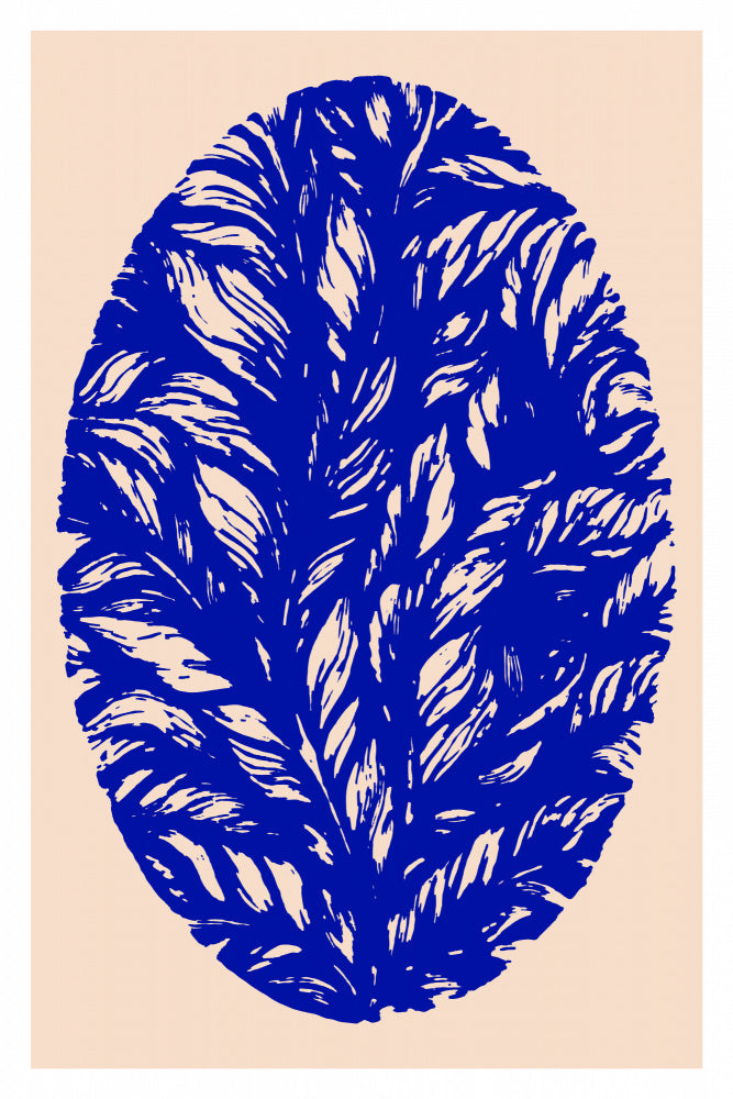 Blue Botanical Oval | Poster