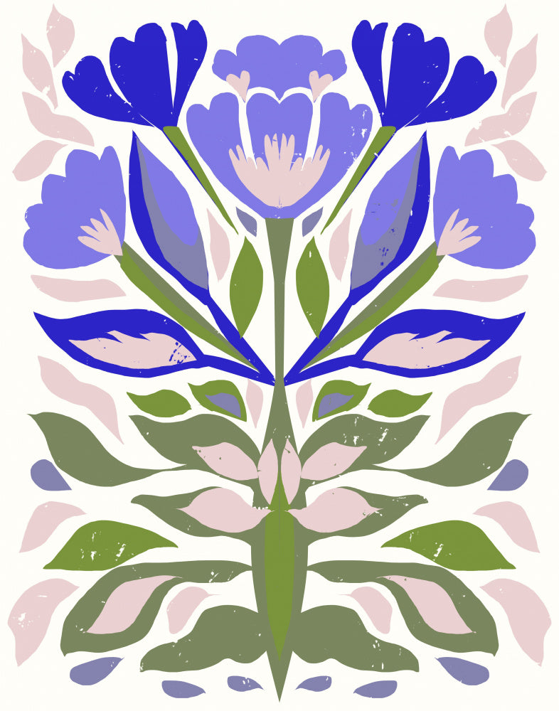 Blue Floral Folk Art | Canvas