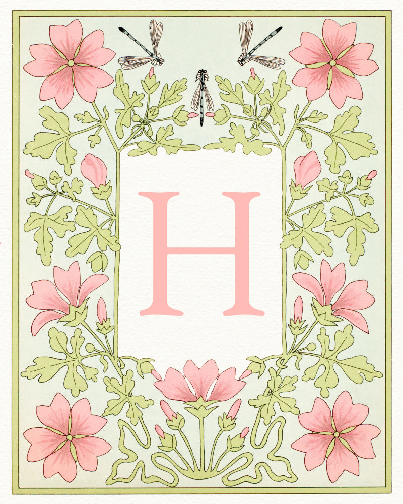 Elegant Floral Letter H | Canvas