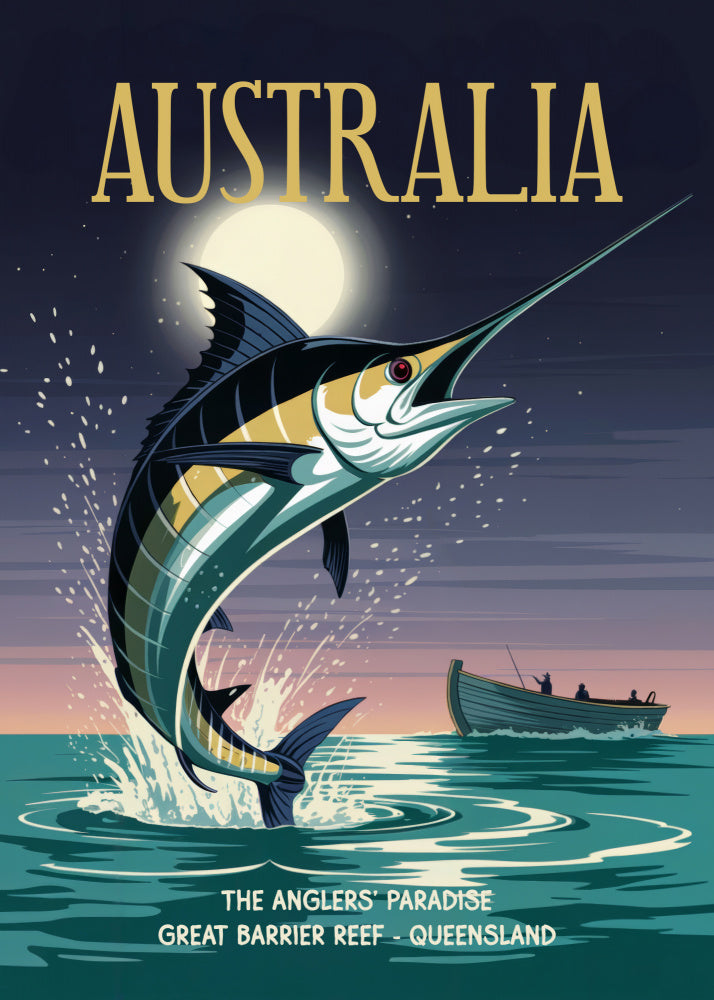 Leaping Marlin Australia Night | Canvas