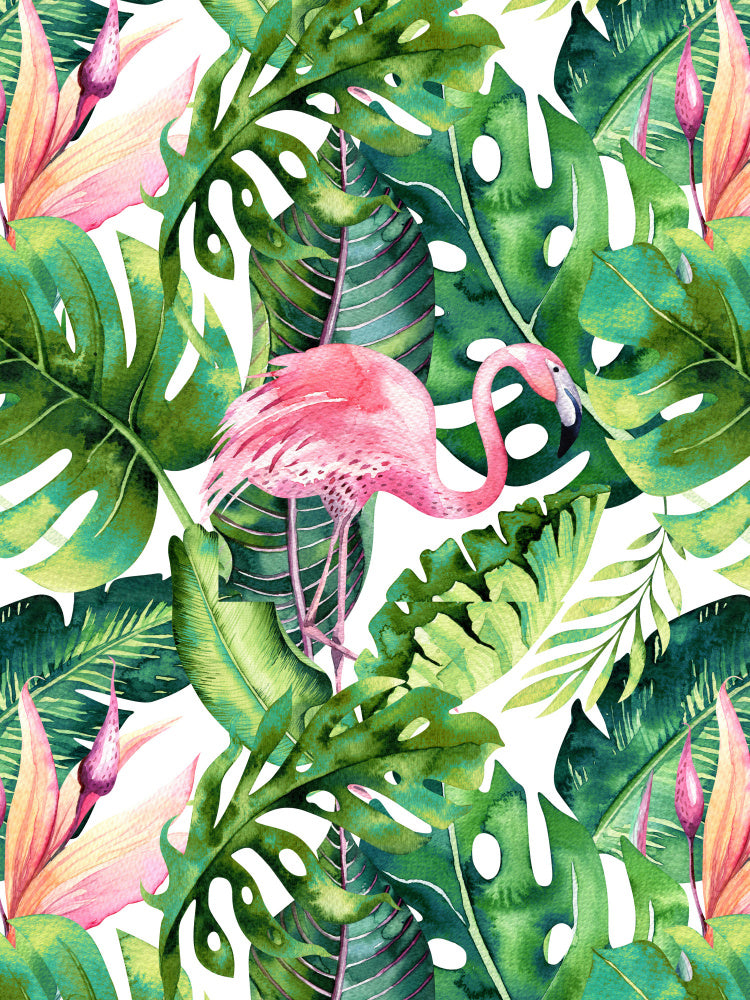 Tropical Flamingo Leaves | Poster