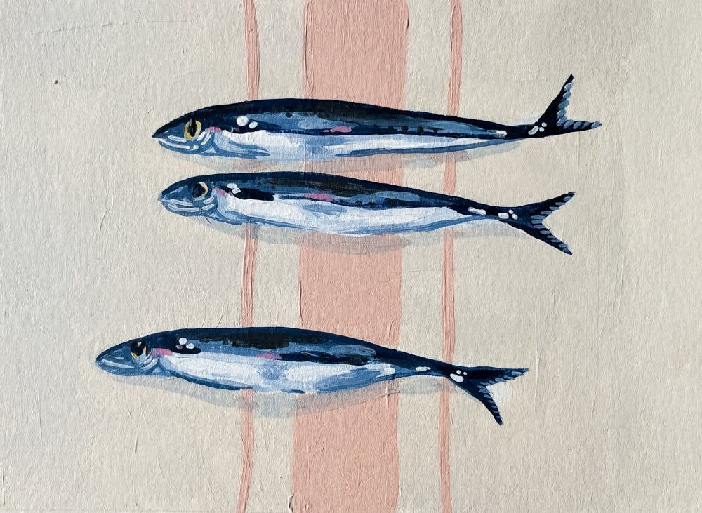 Three Blue Sardines | Canvas