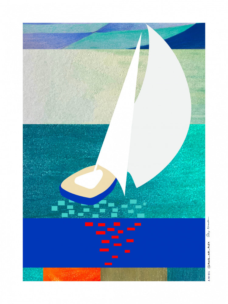 Modern Sailboat Serenity | Poster