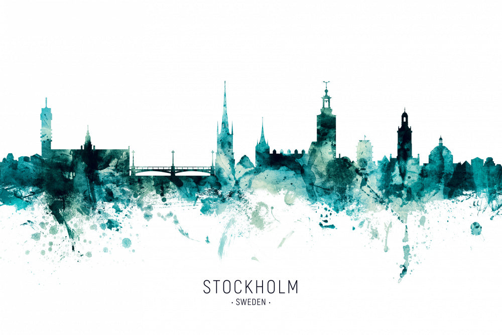 Stockholm Watercolor Skyline | Canvas