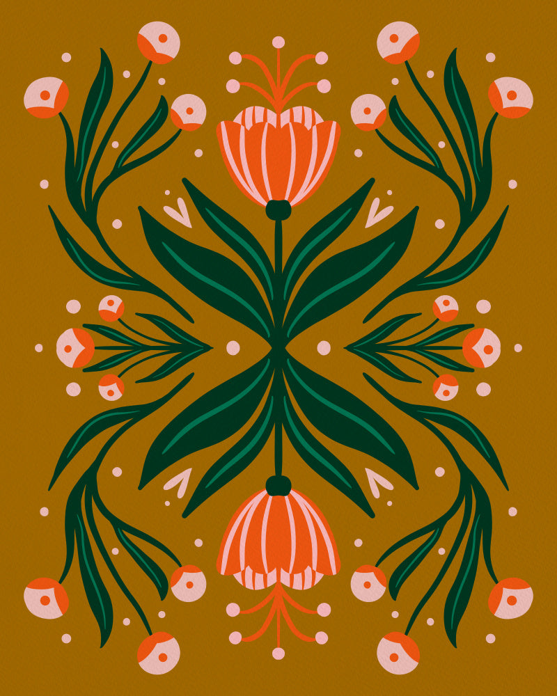 Earthy Floral Folk Art | Canvas