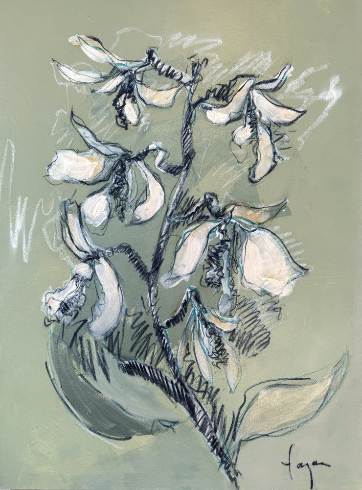 White Floral Sketch | Poster