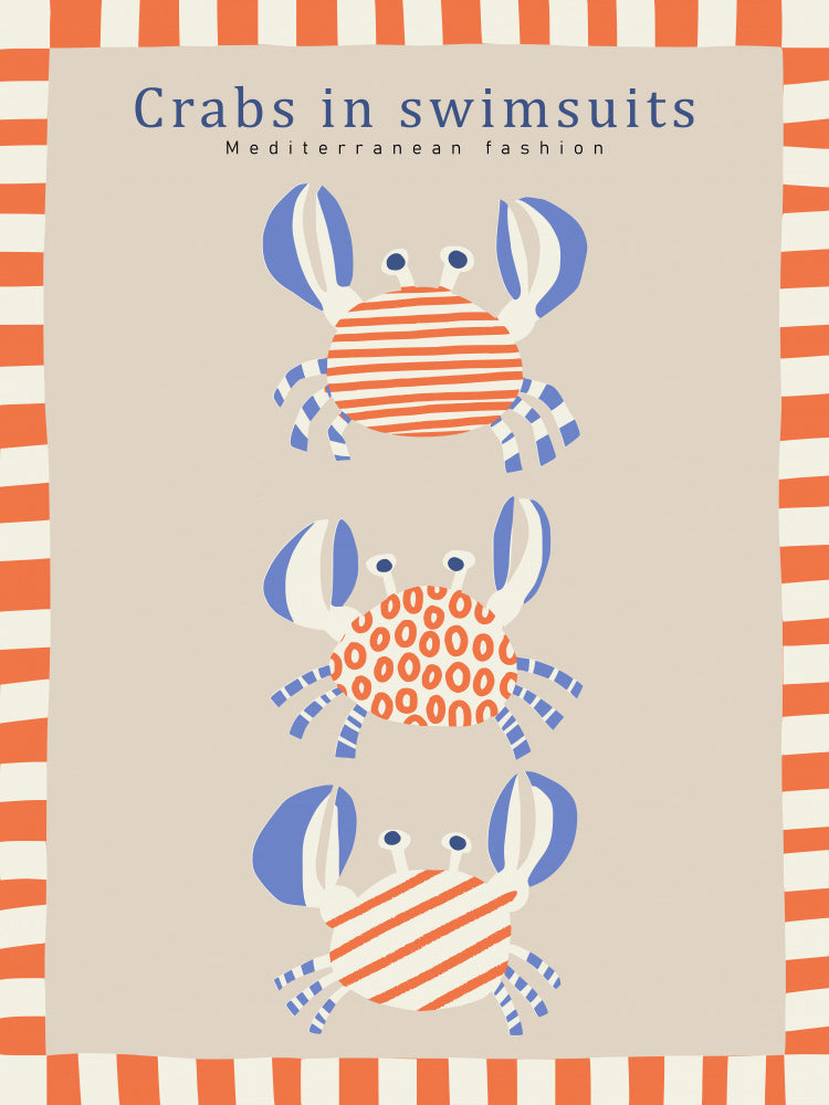 Cute Crabs In Swimsuits | Poster