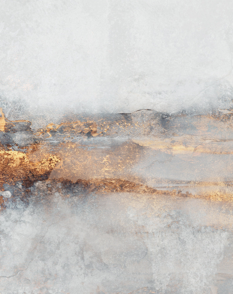 Golden Gray Abstract Layers | Poster