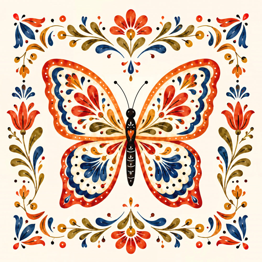 Colorful Folk Art Butterfly | Canvas